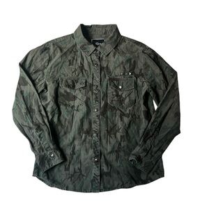 Rails men’s Camo Print Snap Collared Shirt Studs Size Small Army Utility‎